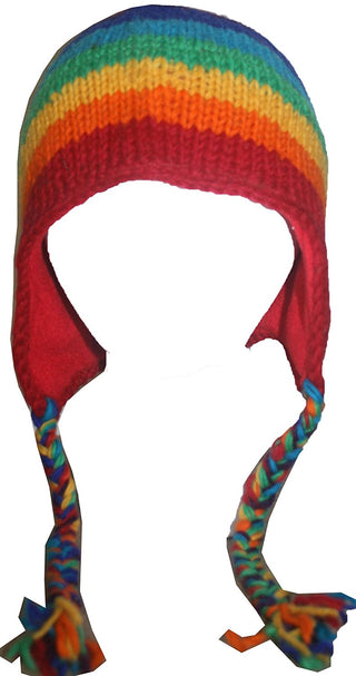 Knit Rainbow Beanie Earflap Khane Hat - Agan Traders, Rainbow 4