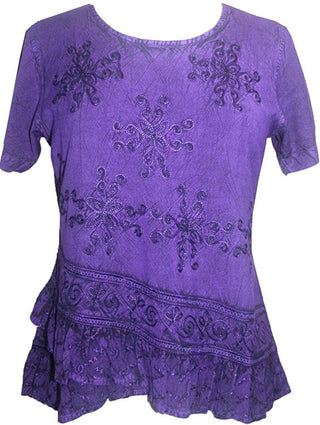 Medieval Renaissance Gypsy Ruffle Cross Blouse - Agan Traders, Purple
