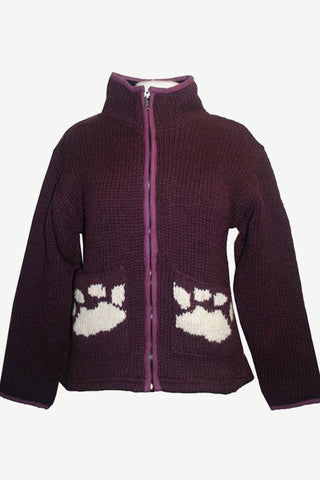 811 WJ Wool Fleece Lined Sherpa Paw Knit Cardigan Jacket