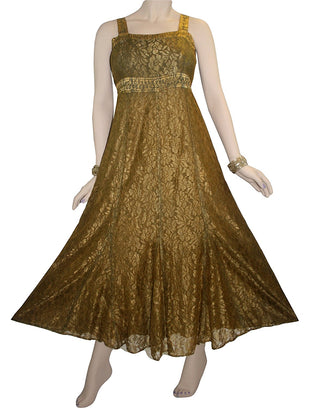 Lace Wedding Evening Vintage Sleeveless Strap Dress - Agan Traders, Olive