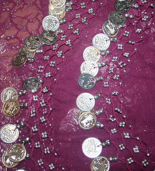 ST Agan Traders Belly Dancing Zumba Hip Coin Gypsy Hip Scarf - Agan Traders, Pink Silver
