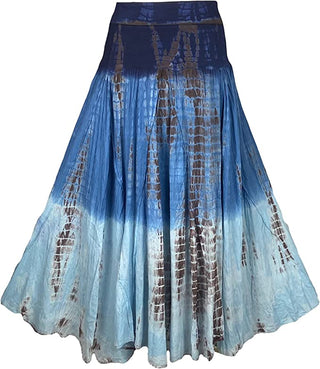 Signature Fit Brown Blue Tie Dye Maxi Skirt Convertible Sundress