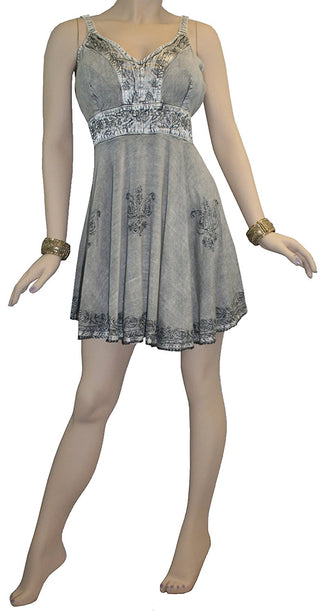 Gypsy Medieval Rayon Summer Tunic Dress - Agan Traders, Silver