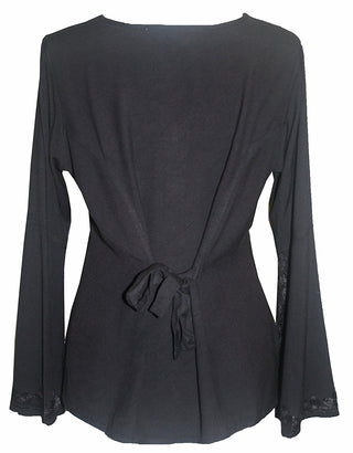 Gypsy Medieval Embroidered Gothic Peasant Top Bell Blouse - Agan Traders, Black