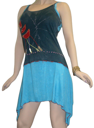 RD 09 Bohemian Light Weight Knit Cotton Summer Spaghetti Strap Sun Dress - Agan Traders, Teal Turquoise