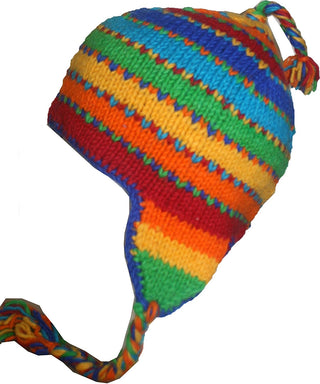 Knit Rainbow Beanie Earflap Khane Hat - Agan Traders, Rainbow 2