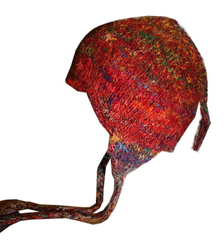 Fuzzy Himalayan Raw Silk Knit Fleece lined Multi-colored Beanie - Agan Traders, Recycle Silk 2