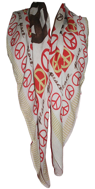 Soft Cotton Peace Symbol Printed Shawl Scarf Wrap Throw - Agan Traders