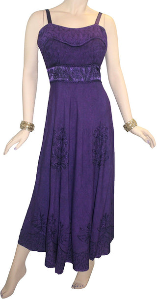 Rayon Renaissance Gothic Spaghetti Strap Mid Calf Dress - Agan Traders, Purple