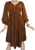 Medieval Roman Embroidered Bell Sleeve Flare Knee Length Baby Doll Dress - Agan Traders, Rust