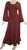 Peasant Embroidered Bell Sleeve Scalloped Hem Dress Gown - Agan Traders, Wine Burgundy