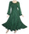 Peasant Embroidered Bell Sleeve Scalloped Hem Dress Gown - Agan Traders, Green