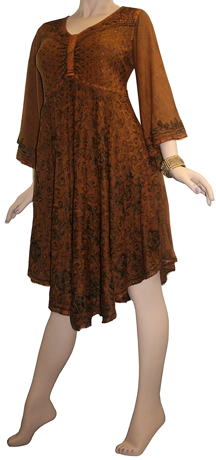 117 DR Butterfly Embroidered Bell Sleeve Flare Knee Length Dress 117 DR Butterfly Embroidered Bell Sleeve Flare Knee Length Dress