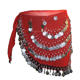 ST Agan Traders Belly Dancing Zumba Hip Coin Gypsy Hip Scarf - Agan Traders,  Red CR