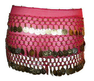ST Agan Traders Belly Dancing Zumba Hip Coin Gypsy Hip Scarf - Agan Traders, Pink Gold ST