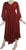 V Neck Embroidered Butterfly Bell Sleeve Flare Mid Calf Dress - Agan Traders, Burgundy