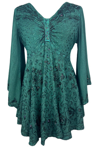 Medieval Butterfly Bell Sleeve Flare Blouse - Agan Traders, E Green