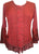 Embroidered Netted Ruffle Sleeve Blouse - Agan Traders, Red