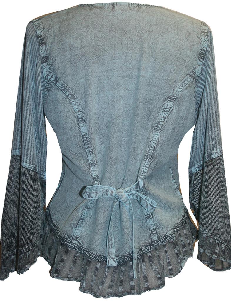 103 B Embroidered Net Ruffle Sheer Lace Sleeve Blouse – Agan Traders