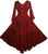 Medieval Butterfly Embroidered Bell Sleeve Mid Calf Dress ~ India - Agan Traders, Burgundy