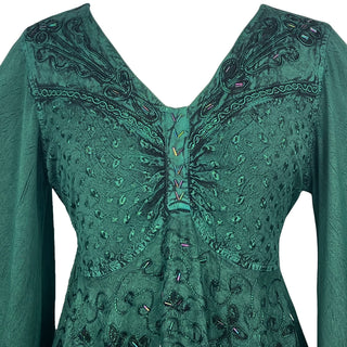 Medieval Butterfly Bell Sleeve Flare Blouse - Agan Traders, E Green