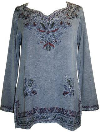 Diamond Neck Renaissance Embroidered Blouse - Agan Traders, Lilac C