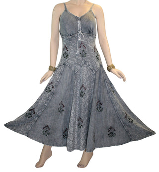 Gothic Summer Spaghetti Strap Embroidered Sleeveless Dress - Agan Traders, Silver