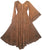 V Neck Embroidered Butterfly Bell Sleeve Flare Mid Calf Dress - Agan Traders, Rust