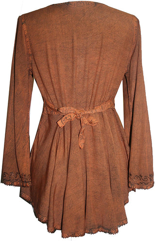 Medieval Embroidered Flare Tunic Top Blouse - Agan Traders, Rust