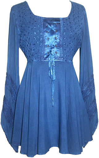 Gypsy Medieval Stylish Bohemian Sexy Flare Corset Tunic - Agan Traders, Blue