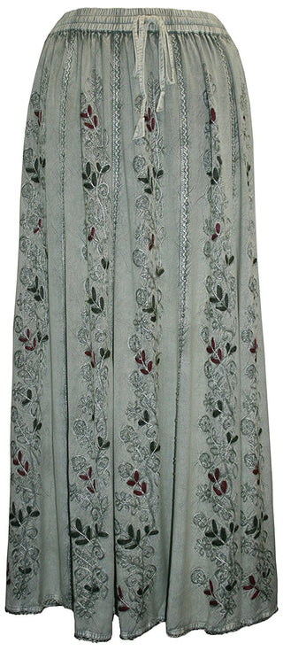 712 SK Agan Traders Medieval Embroidered Long Skirt - Agan Traders, Sea Green C