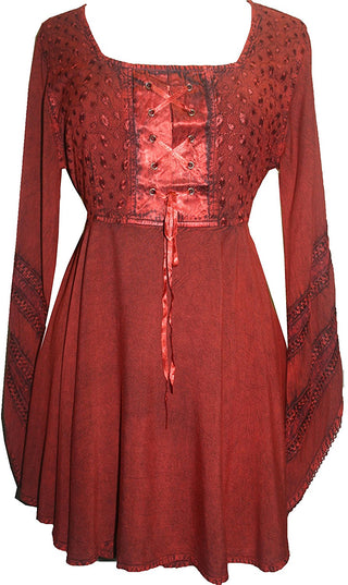 Gypsy Medieval Stylish Bohemian Sexy Flare Corset Tunic - Agan Traders, Burgundy
