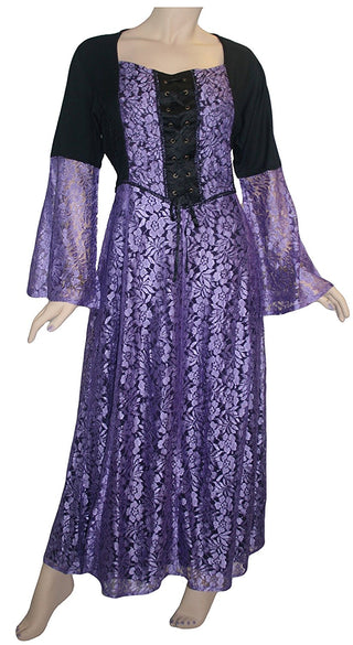 Medieval Vintage Corset Lace Two Tone Renaissance Dress Gown - Agan Traders, Purple Black