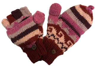 Multi-colored Knit Folding Mitten - Agan Traders