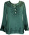 Gypsy Vintage Embroidered Elegant Rayon Velvet Tunic Top Blouse - Agan Traders, H Green