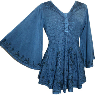 Medieval Butterfly Bell Sleeve Flare Blouse - Agan Traders, Navy