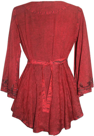 Medieval Butterfly Bell Sleeve Flare Blouse - Agan Traders, Burgundy