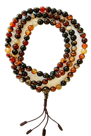 Original 8 mm Dendritic Agate Semi-precious Stone Prayer Bead Mala Necklace