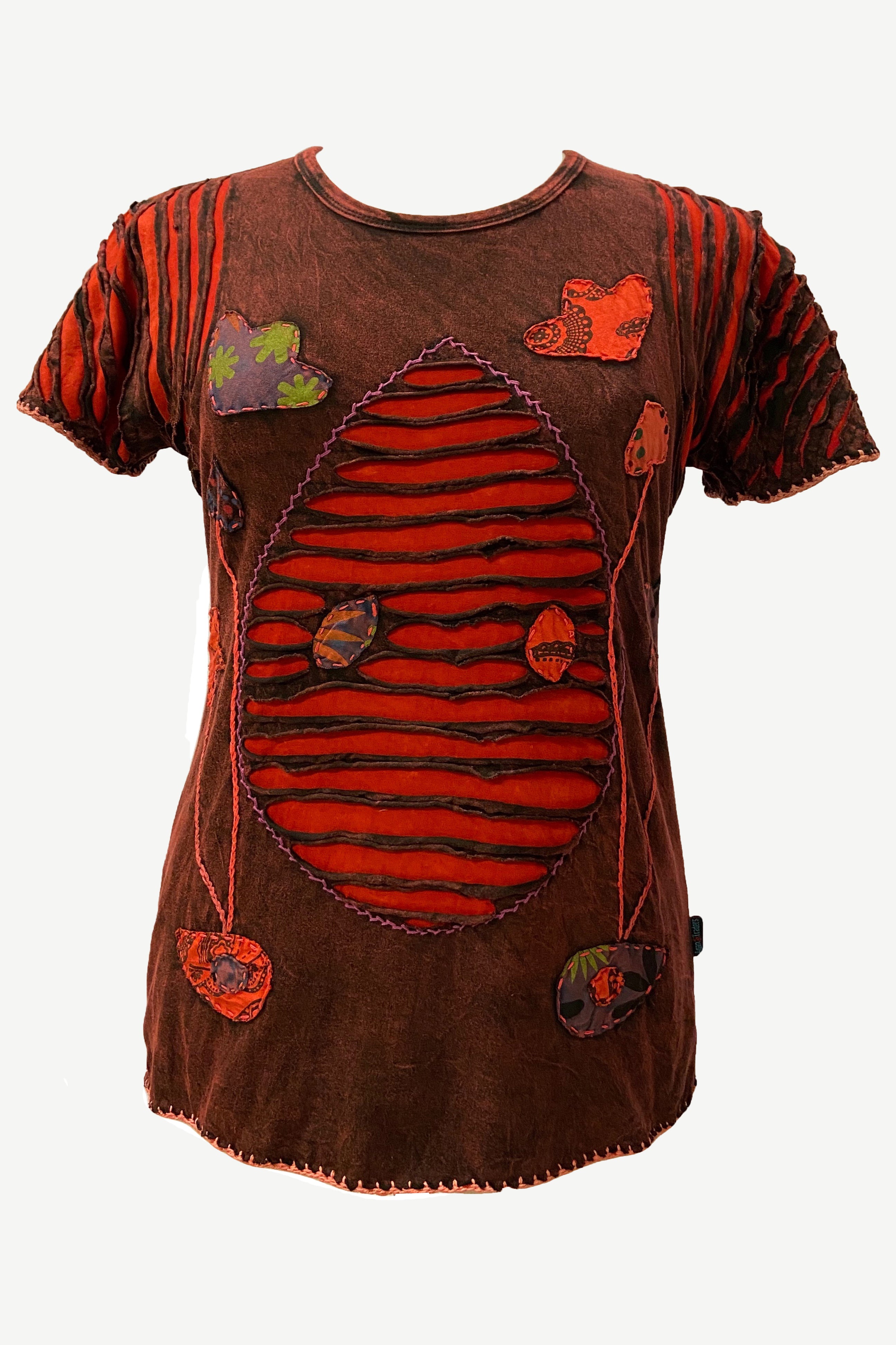 R 133 Boho Chic Gypsy Funky Razor Cut Cap Sleeve Blouse – Agan Traders