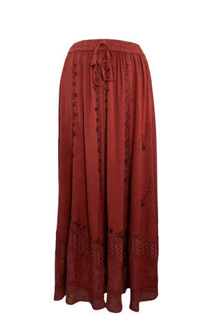Rayon Dancing Vintage Long Embroidered Skirt - Agan Traders, Burgundy