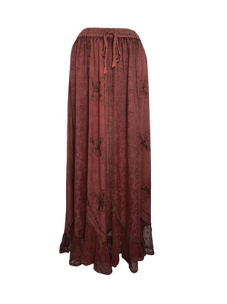 711 SK Agan Traders Gypsy Medieval Renaissance Skirt - Agan Traders, Burgundy