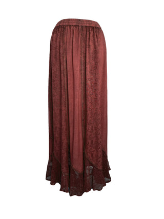 711 SK Agan Traders Gypsy Medieval Renaissance Skirt - Agan Traders, Burgundy