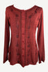 27 707 B Women's Boho Medieval Embroidered Button Down Full Sleeve Shirt Blouse
