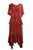 186027 SKT Medieval Embroidered  Elastic Waistband Uneven Ruffle Hem Skirt Maxi - Agan Traders, B Red
