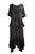186027 SKT Medieval Embroidered  Elastic Waistband Uneven Ruffle Hem Skirt Maxi - Agan Traders, Black