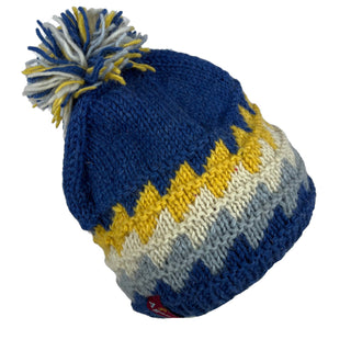 Two Tone Knit Crochet Chaal Hat Small & Medium - Agan Traders, Blue Multi