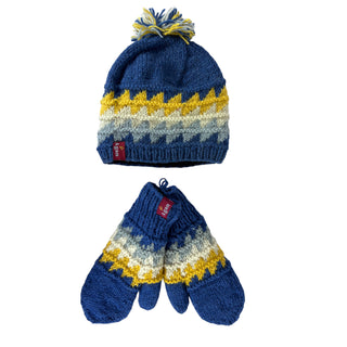 Two Tone Knit Crochet Chaal Hat Small & Medium - Agan Traders, Blue Multi