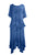 186027 SKT Medieval Embroidered  Elastic Waistband Uneven Ruffle Hem Skirt Maxi - Agan Traders, Blue