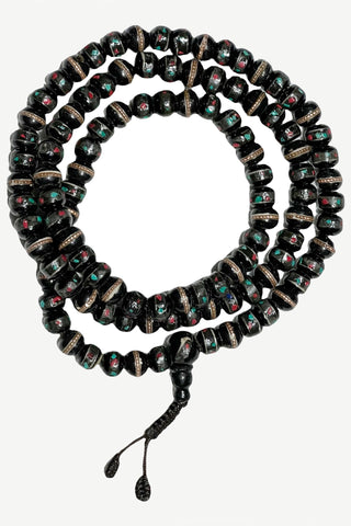 10 mm Yak Bone 108 beads Prayer Healing Meditation Mala Necklace - Agan Traders, Black