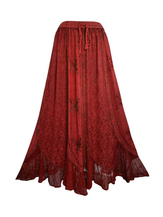 711 SK Agan Traders Gypsy Medieval Renaissance Skirt - Agan Traders, B Red